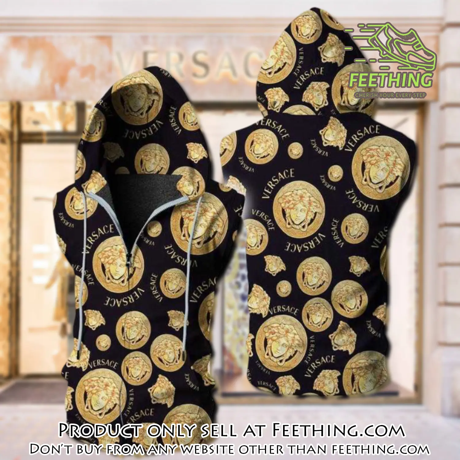 Gianni versace unisex sleeveless zip up hoodie luxury for men women szh003 ft5020613